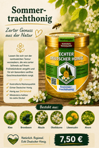 Sommertrachthonig – Trachtpflanzen: Klee, Brombeere, Akazie, Obstbäume, Löwenzahn, Ahorn