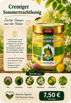 Cremiger Sommertrachthonig – Trachtpflanzen: Klee, Brombeere, Akazie, Obstbäume, Löwenzahn, Ahorn